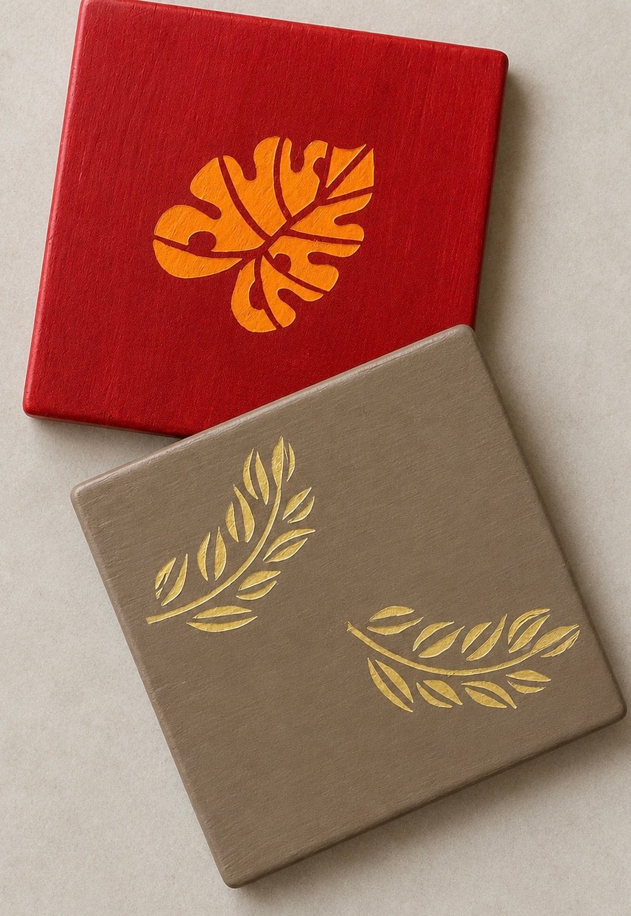 Hand painted fall coaster set (2)