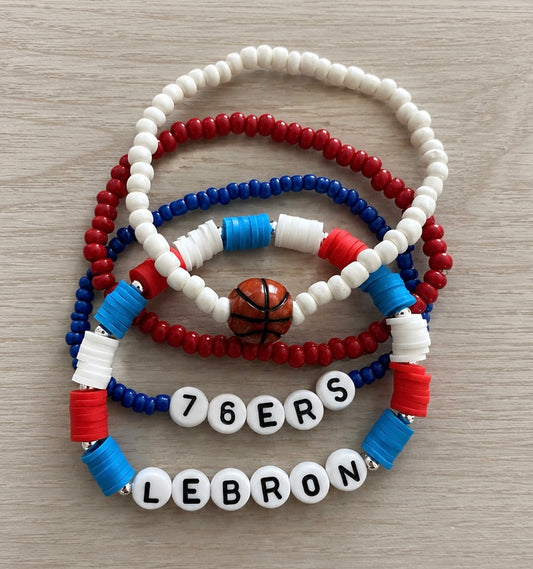 LeBron/Sixers bracelet stack